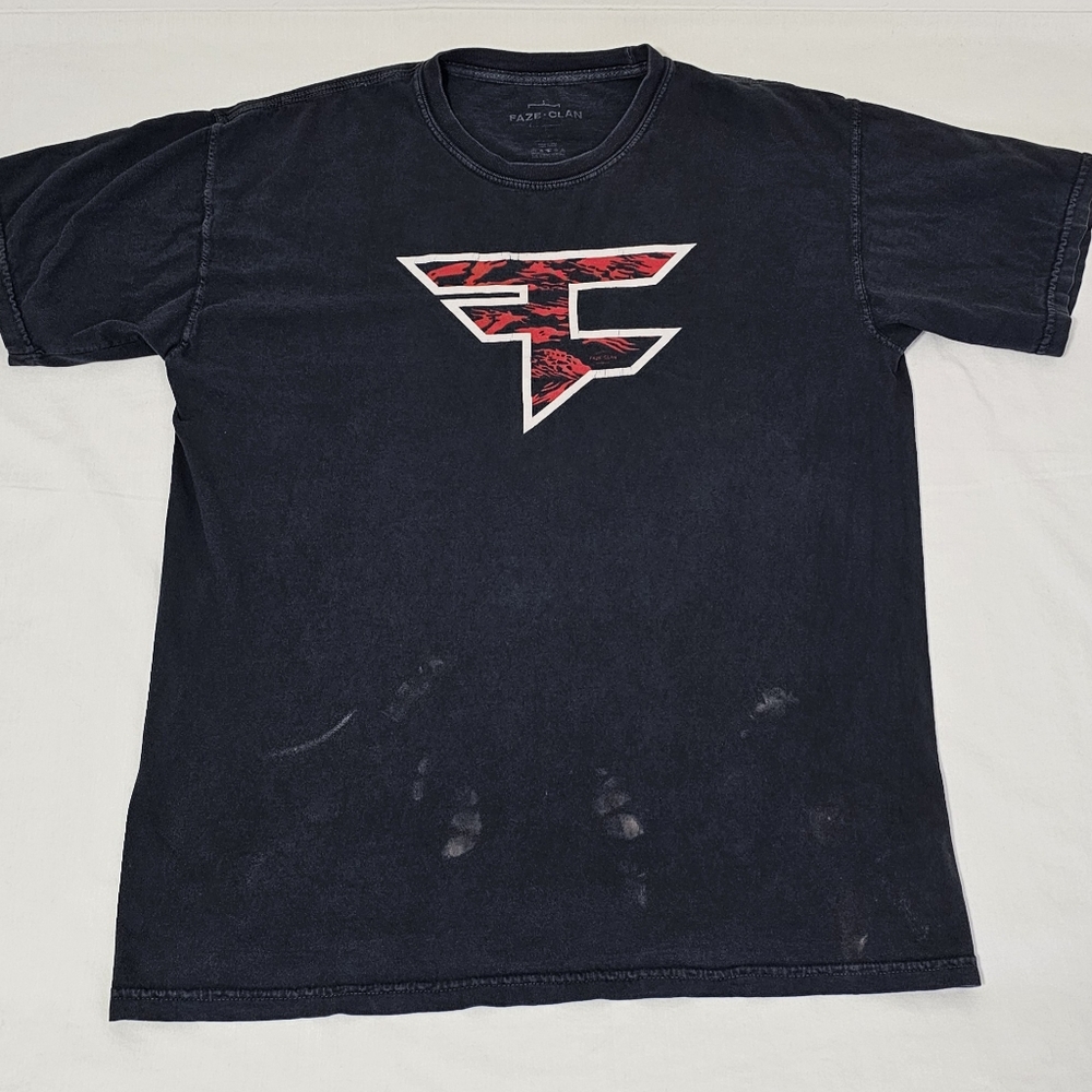 Faze Clan "FC" T-Shirt Men's Faded Navy Blue Large 100% Cotton